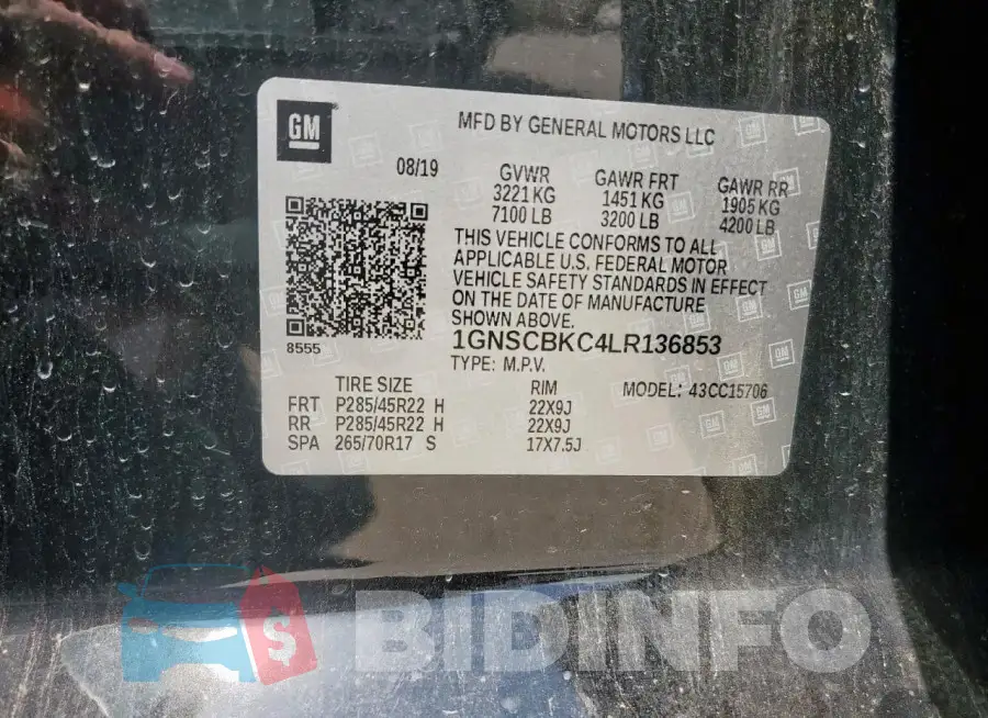 1GNSCBKC4LR136853 Photo# 13