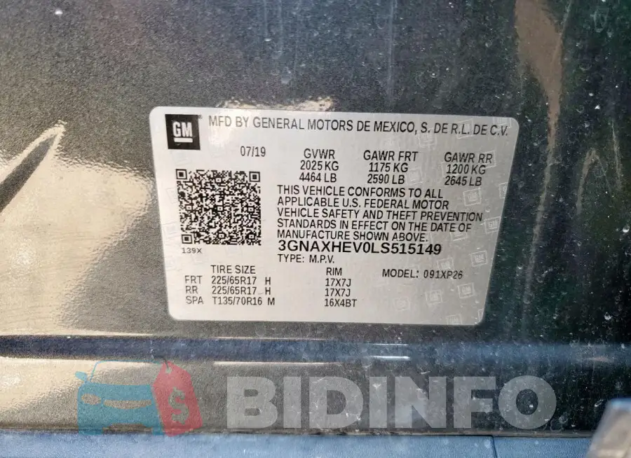 3GNAXHEV0LS515149 Photo# 13