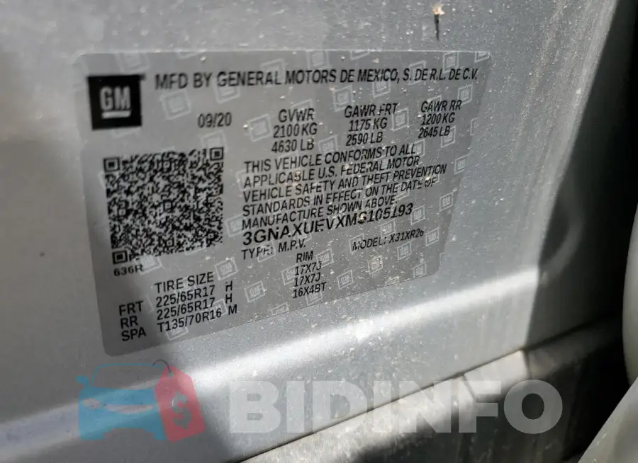 3GNAXUEVXMS105193 Photo# 12