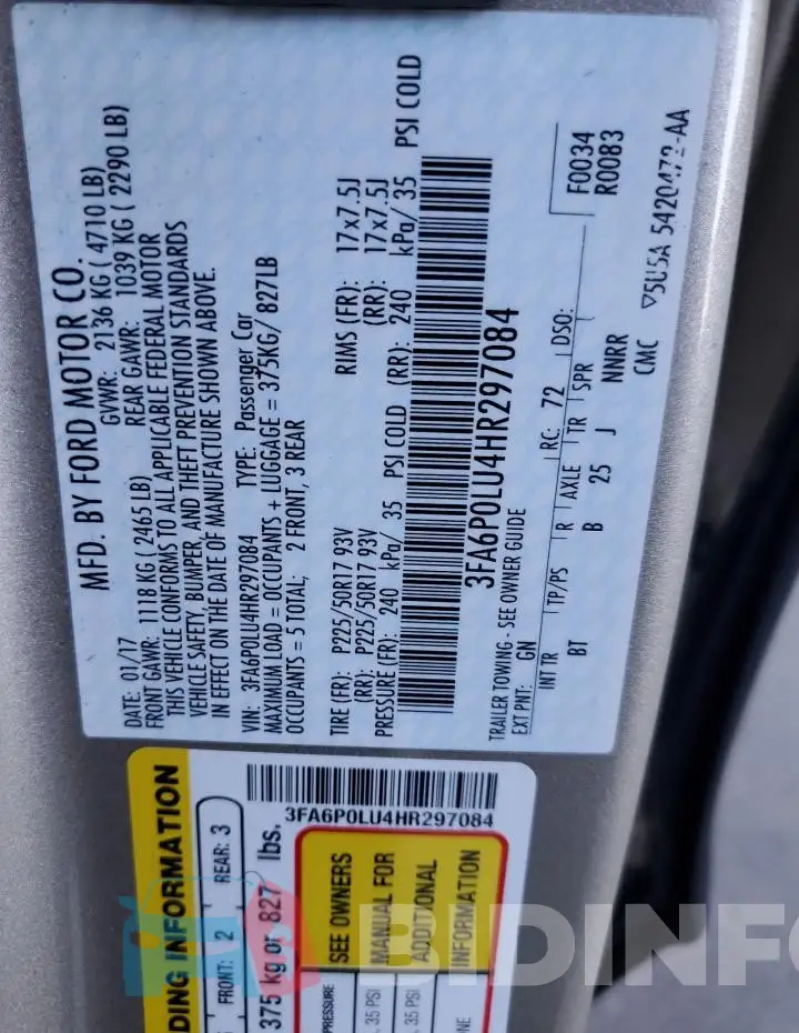 3FA6P0LU4HR297084 Photo# 13