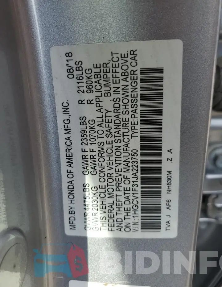 1HGCV1F31JA223750 Photo# 12
