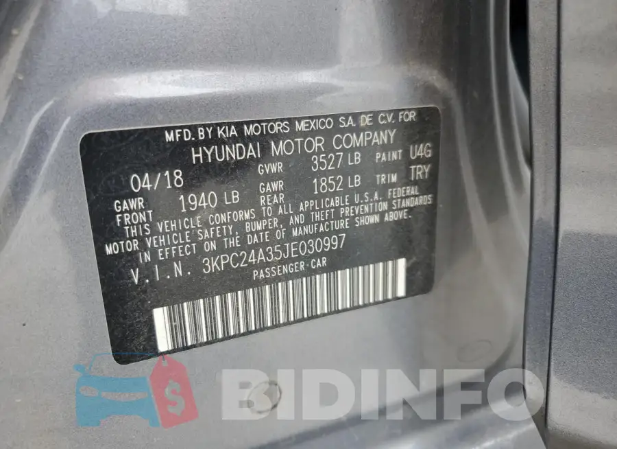 3KPC24A35JE030997 Photo# 12