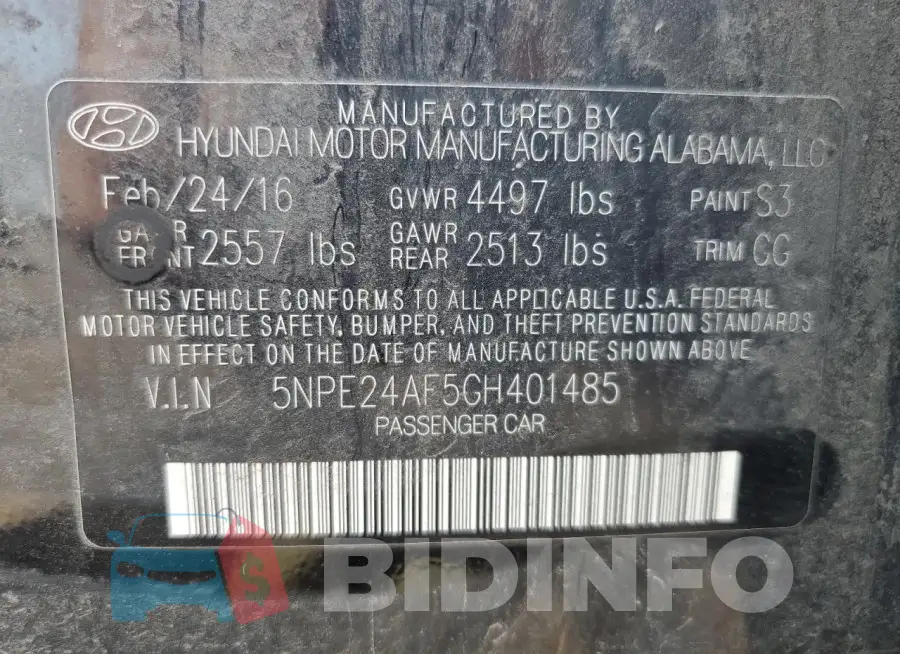 5NPE24AF5GH401485 Photo# 12