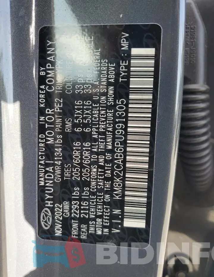 KM8K2CAB6PU991305 Photo# 13
