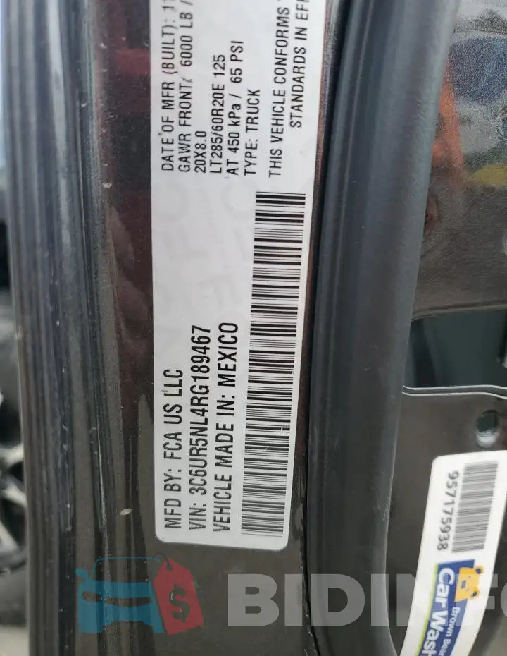 3C6UR5NL4RG189467 Photo# 13