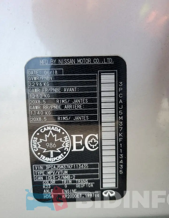 3PCAJ5M37KF113435 Photo# 14