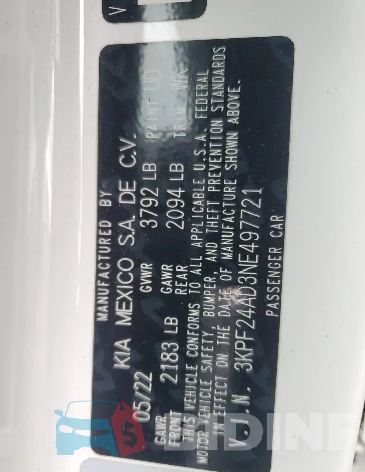 3KPF24AD3NE497721 Photo# 13