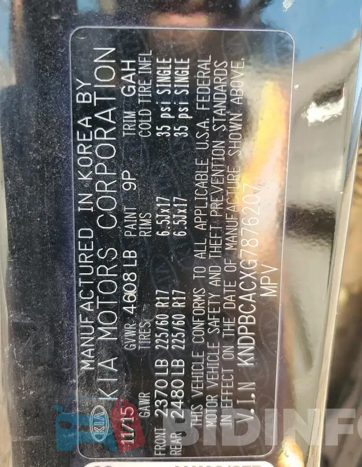 KNDPBCACXG7876207 Photo# 13