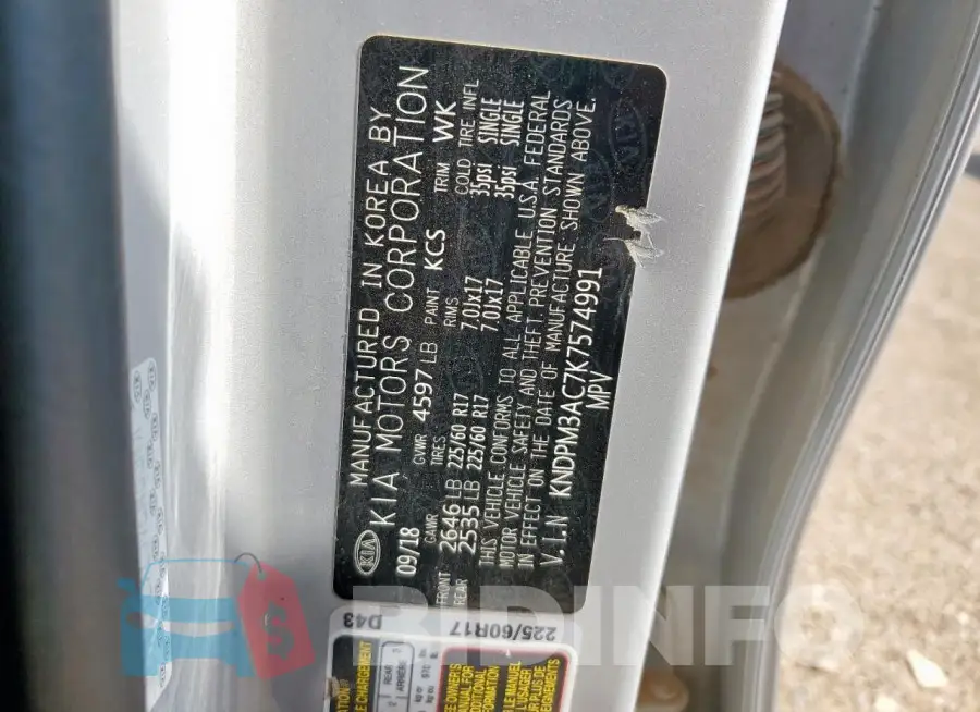 KNDPM3AC7K7574991 Photo# 13