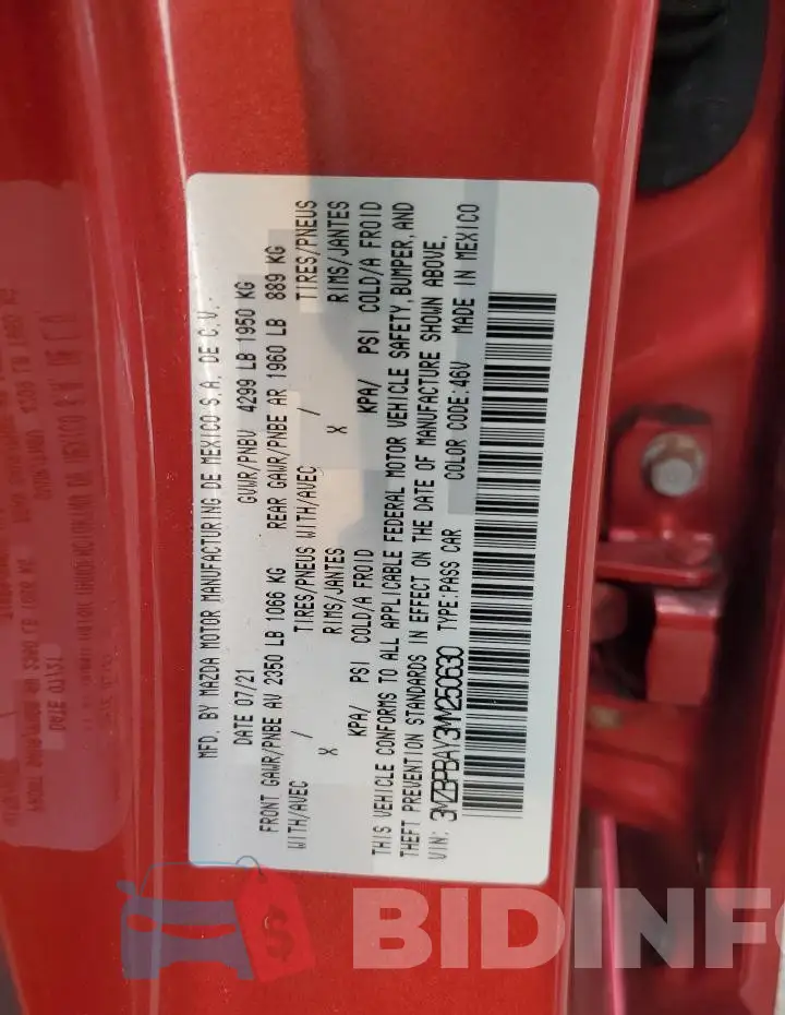 3MZBPBAY3MM250630 Photo# 13
