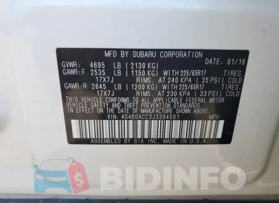 4S4BSACC3J3304501 Photo# 13