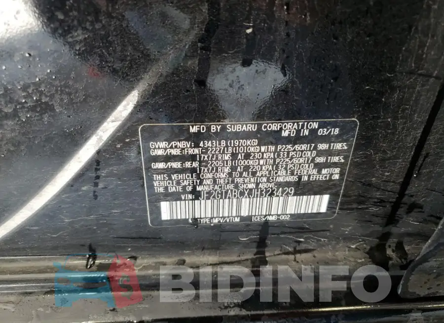 JF2GTABCXJH323429 Photo# 13