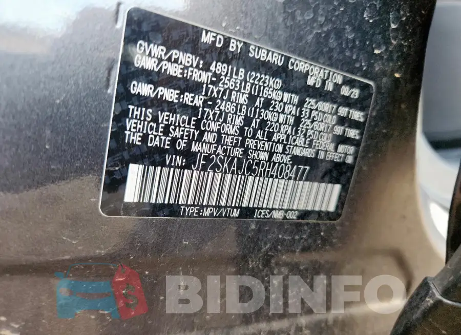JF2SKAJC5RH408477 Photo# 12