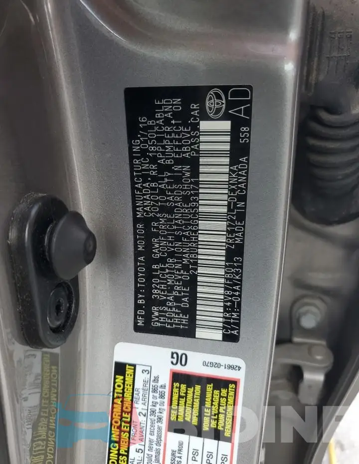 2T1BURHE6GC593171 Photo# 12