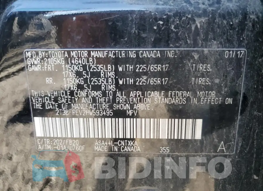 2T3BFREV2HW593495 Photo# 13