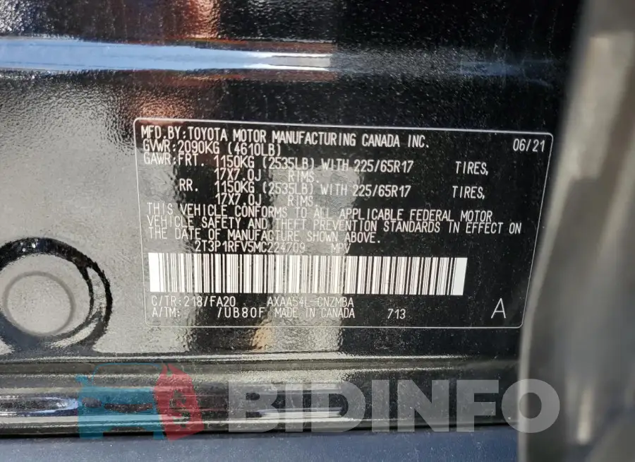 2T3P1RFV5MC224709 Photo# 14