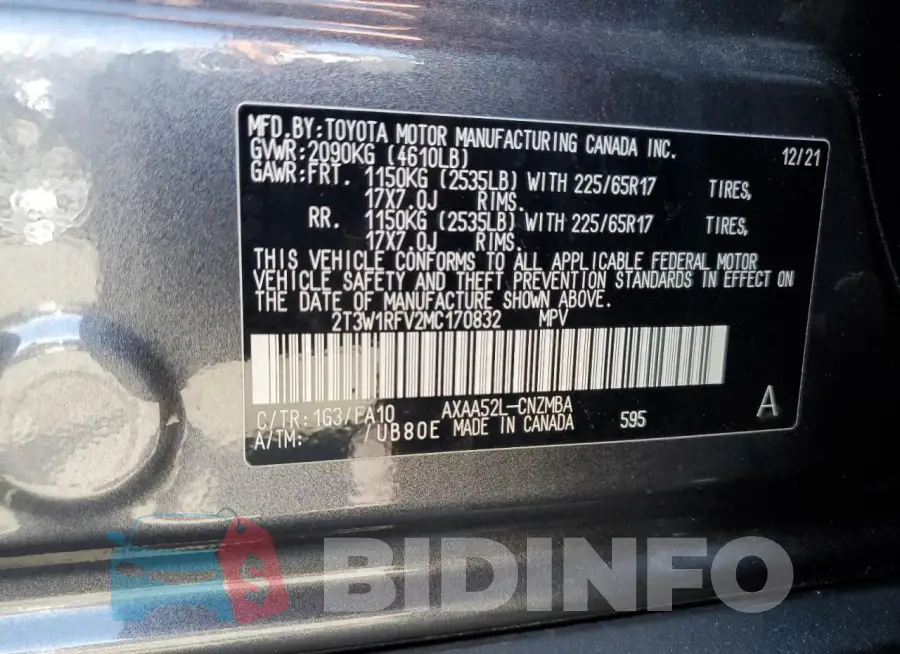 2T3W1RFV2MC170832 Photo# 13