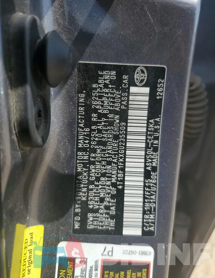 4T1BF1FKXGU235509 Photo# 12