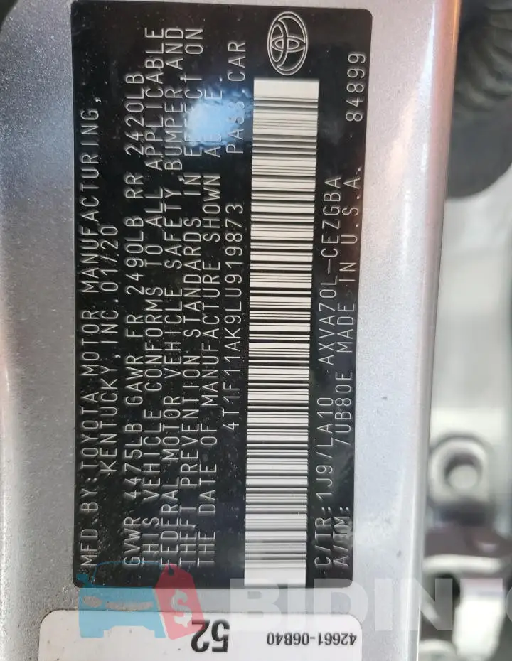 4T1F11AK9LU919873 Photo# 12