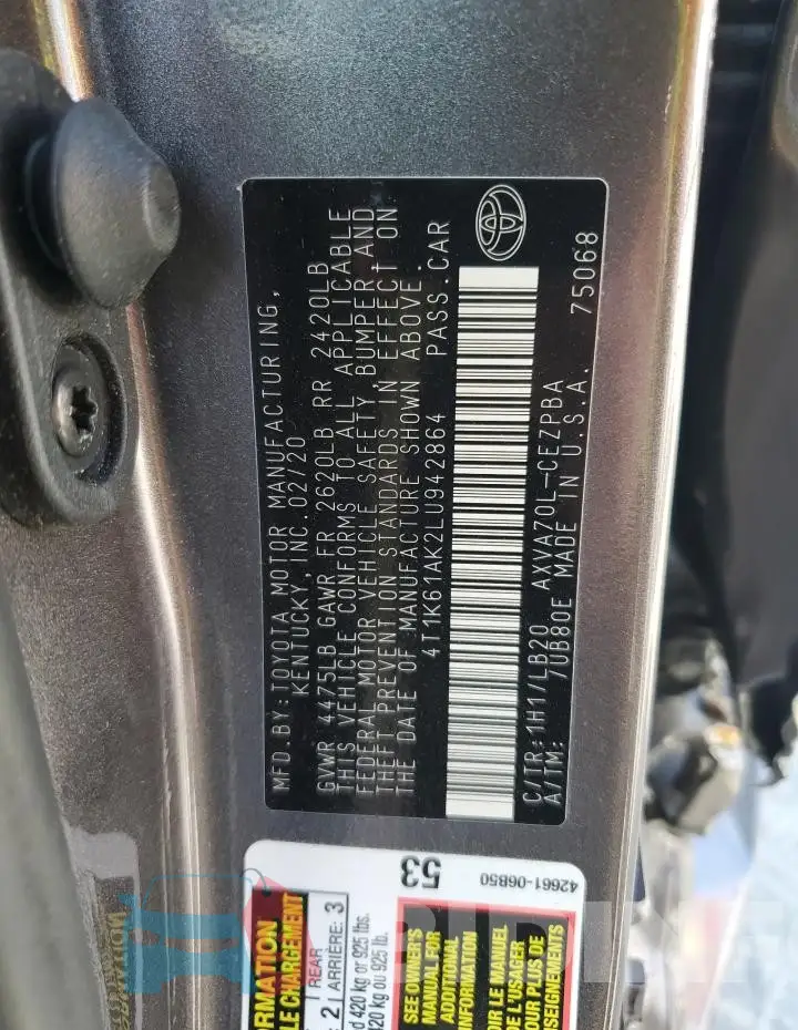 4T1K61AK2LU942864 Photo# 12