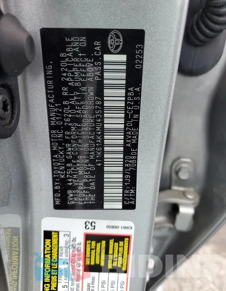 4T1K61AK4MU435787 Photo# 13