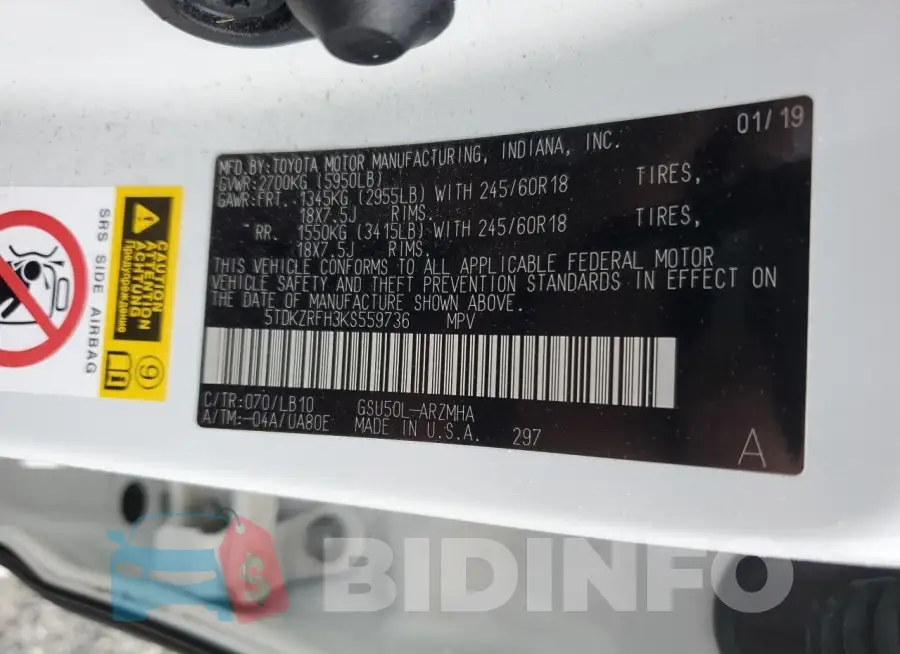 5TDKZRFH3KS559736 Photo# 13
