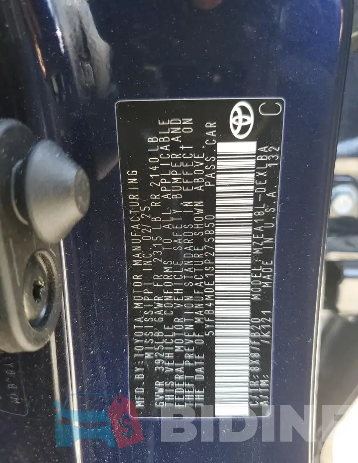 5YFB4MDE1SP275850 Photo# 12