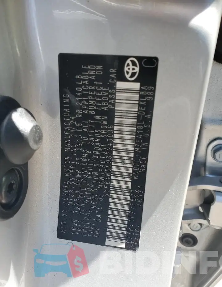 5YFB4MDE9SP240036 Photo# 12