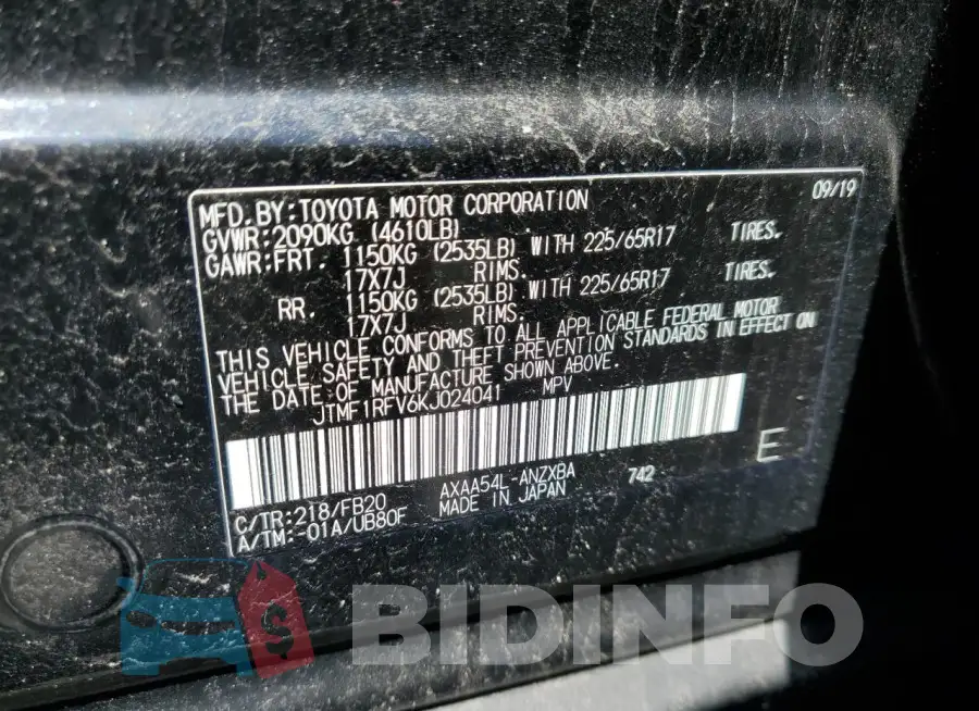 JTMF1RFV6KJ024041 Photo# 13