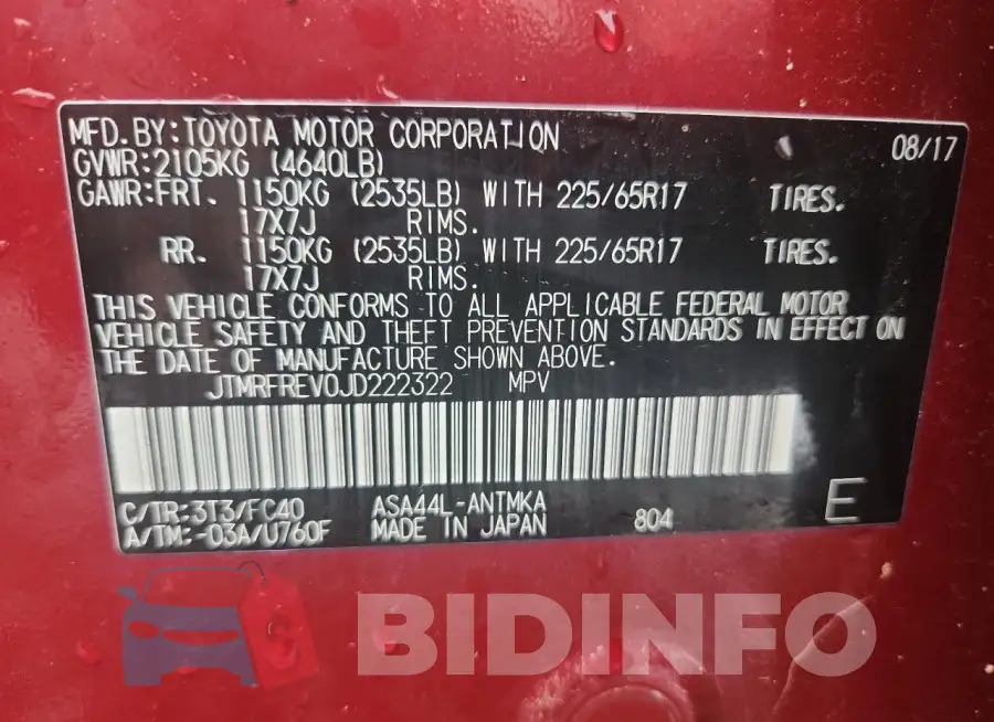 JTMRFREV0JD222322 Photo# 12