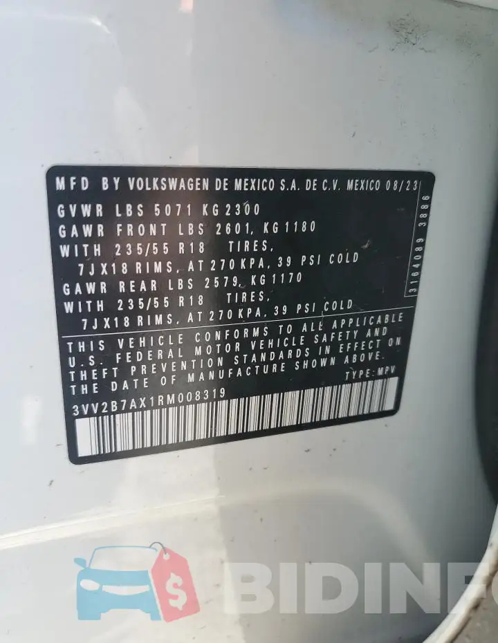 3VV2B7AX1RM008319 Photo# 13