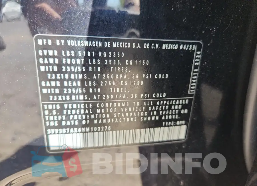 3VV3B7AX4NM103276 Photo# 12