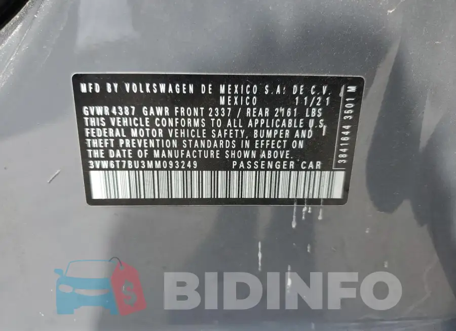 3VW6T7BU3MM093249 Photo# 12