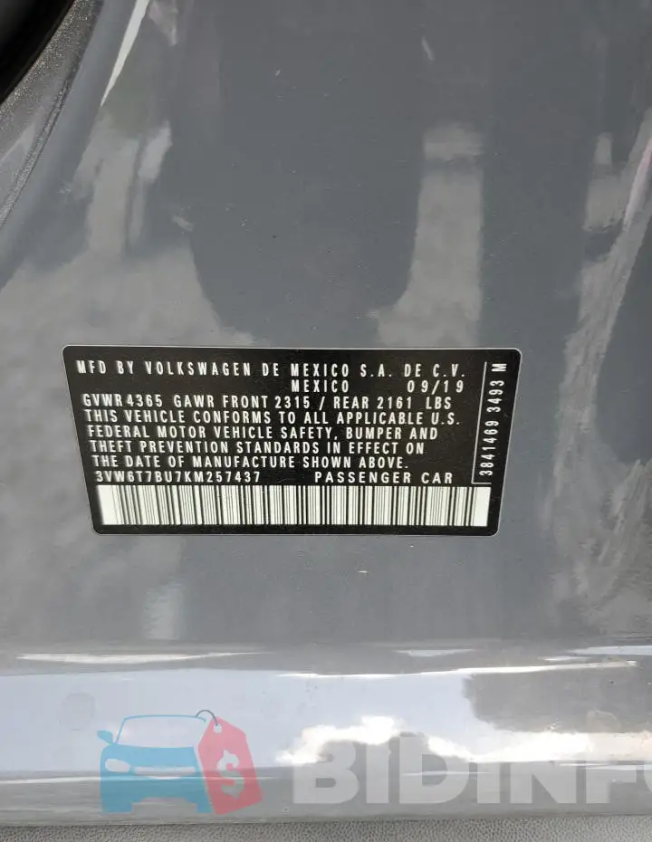 3VW6T7BU7KM257437 Photo# 12