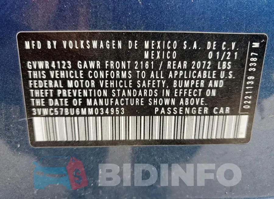 3VWC57BU6MM034953 Photo# 13