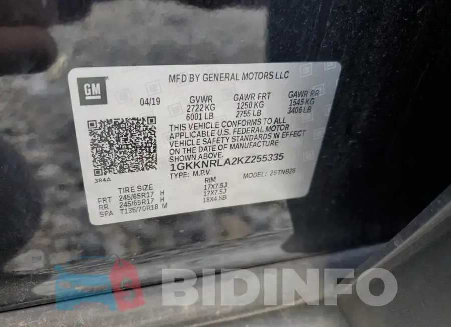 1GKKNRLA2KZ255335 Photo# 14