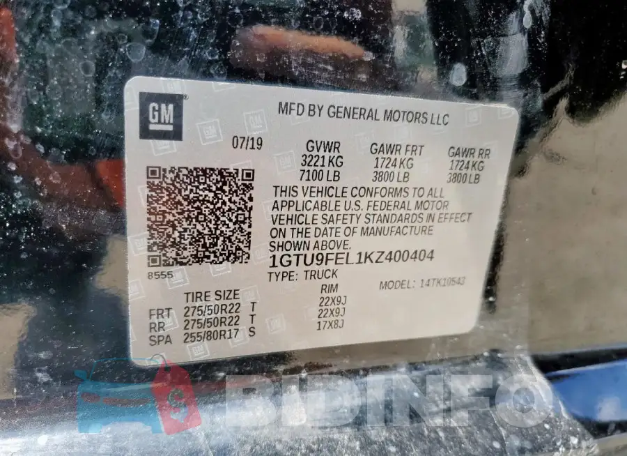 1GTU9FEL1KZ400404 Photo# 13
