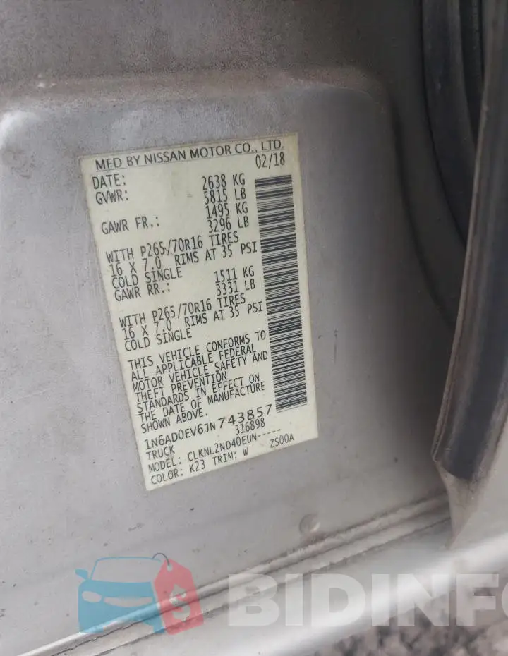 1N6AD0EV6JN743857 Photo# 12