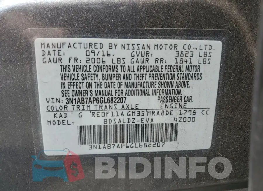 3N1AB7AP6GL682207 Photo# 13