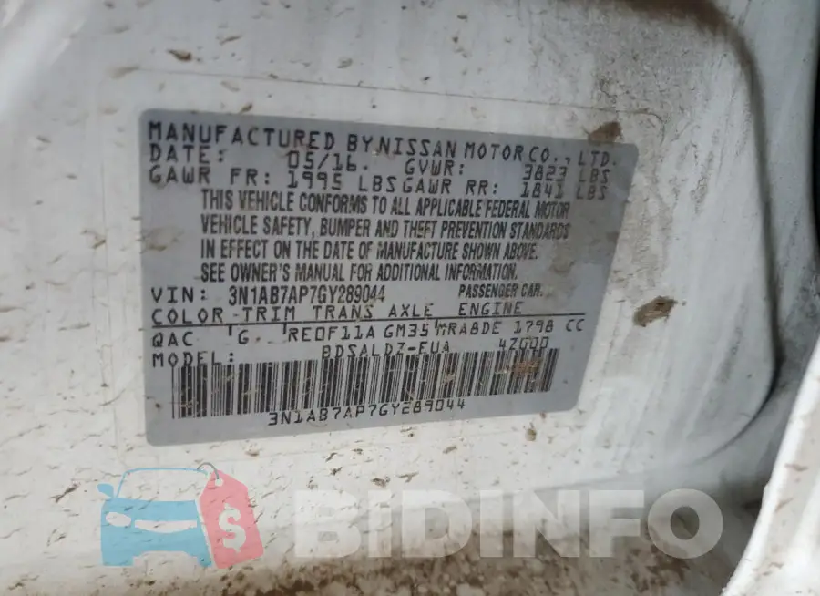 3N1AB7AP7GY289044 Photo# 13