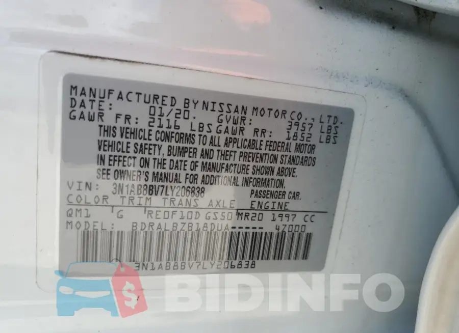 3N1AB8BV7LY206838 Photo# 12