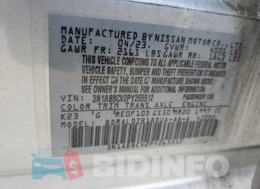 3N1AB8CV2PY265512 Photo# 12