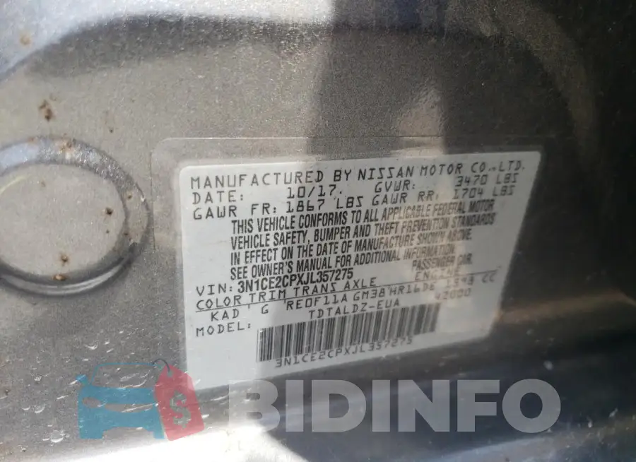 3N1CE2CPXJL357275 Photo# 12