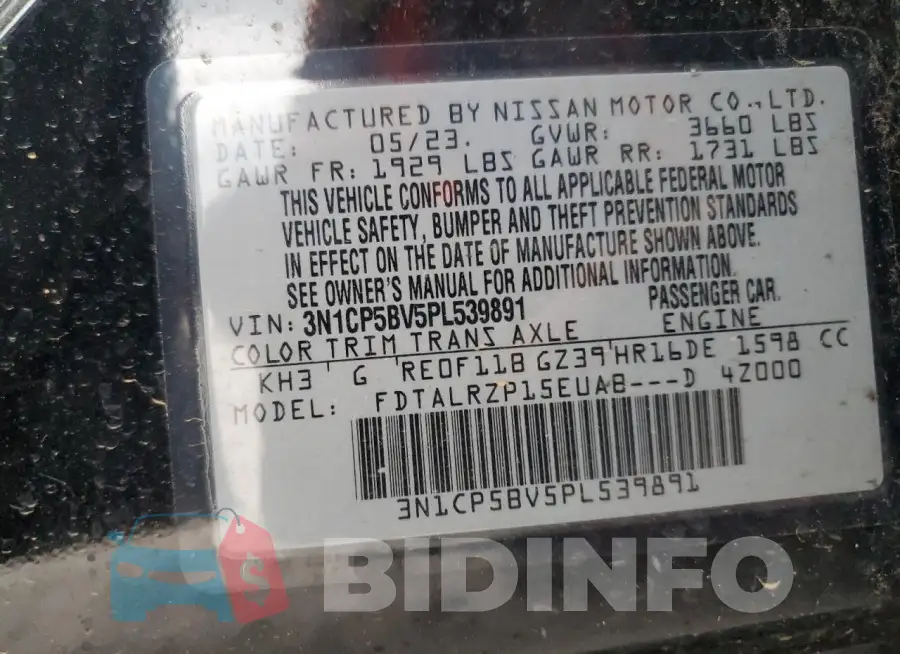 3N1CP5BV5PL539891 Photo# 14