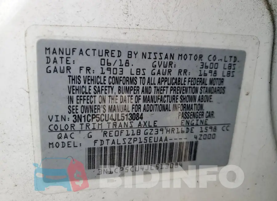 3N1CP5CU4JL513084 Photo# 13