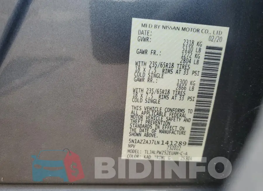 5N1AZ2AJ7LN141289 Photo# 13