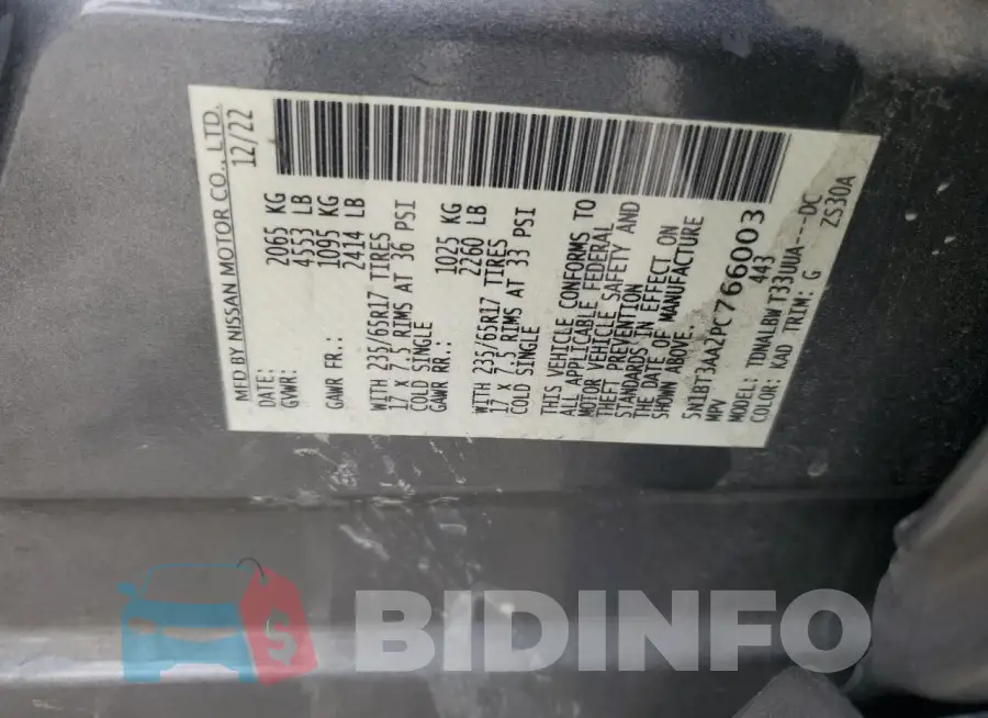 5N1BT3AA2PC766003 Photo# 13