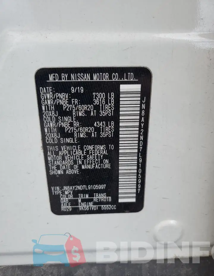 JN8AY2ND7L9105997 Photo# 13