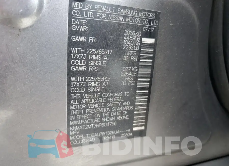 KNMAT2MT7HP604756 Photo# 14