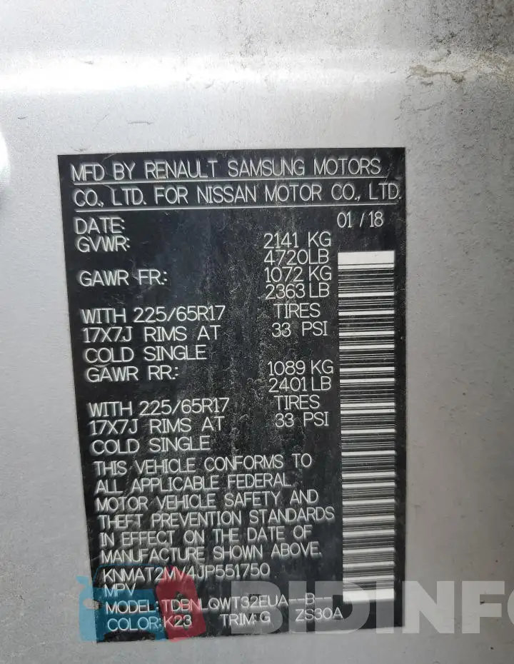 KNMAT2MV4JP551750 Photo# 14